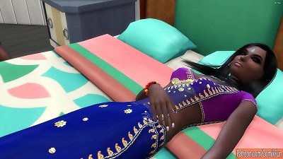 brother visits his sista during the night and lies next to her in bed giving oral hookup and then gets penetrated - Indian family romp