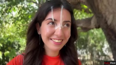 Public oral job in the Bushes with Stranger and wild Cumwalk glazed in jizm