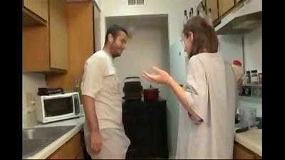 brother and sister blow-job in the kitchen